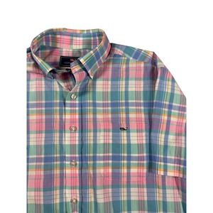 Vineyard Vines Mens Large Tucker Shirt Short Sleeve Plaid Cotton Button Down